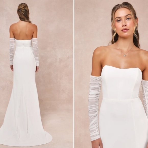 LULUS Bridal Wedding Elegant Corset Off the Shoulder Mermaid Gown NWT - Picture 3 of 5